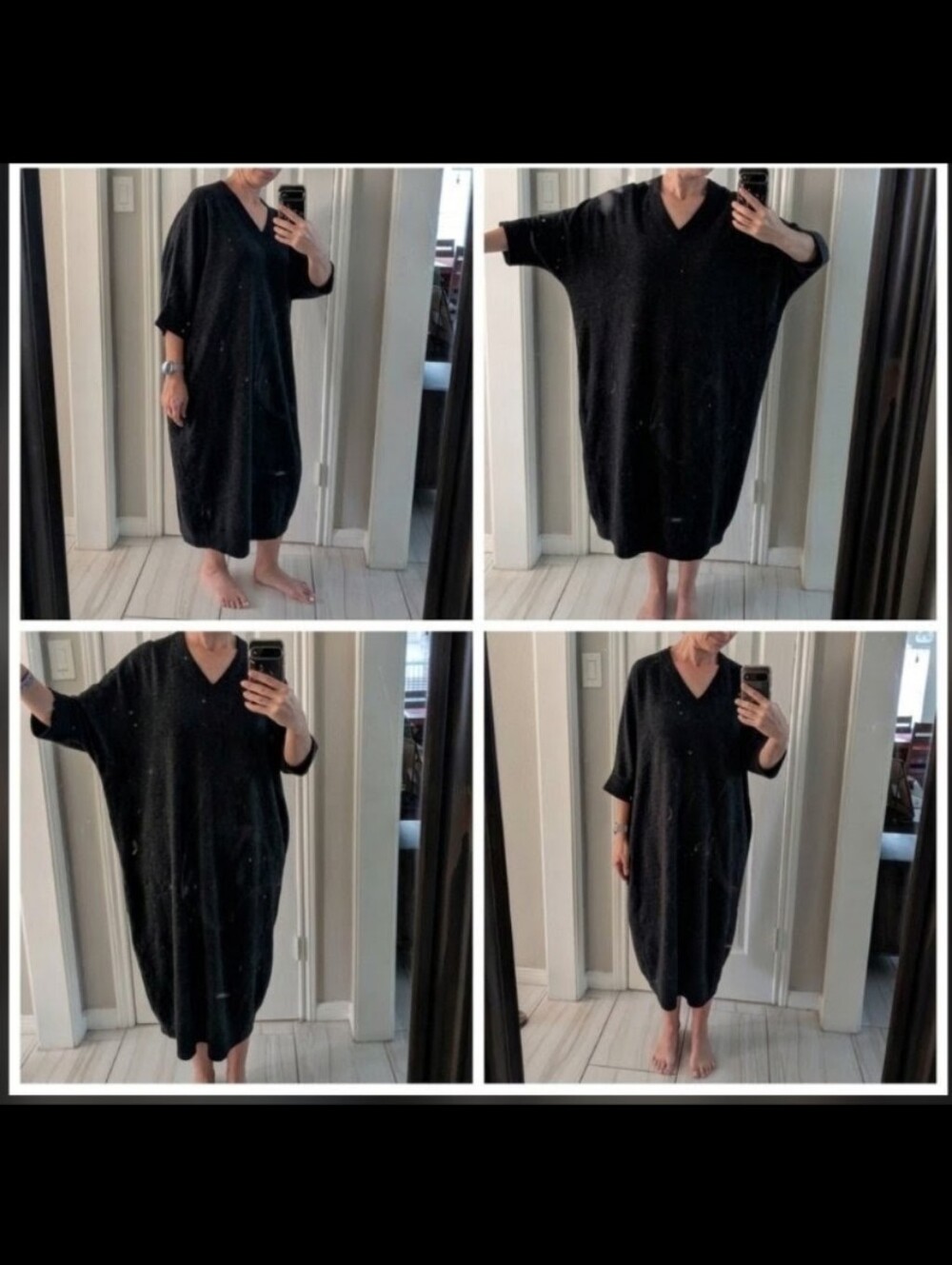 COS Woman 100% Wool Black Oversized Tunic Sweater Midi Dress Sz S Dolman Sleeve - Picture 4 of 10